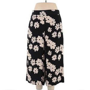 Madewell Black and Cream Floral Wide Leg Pants